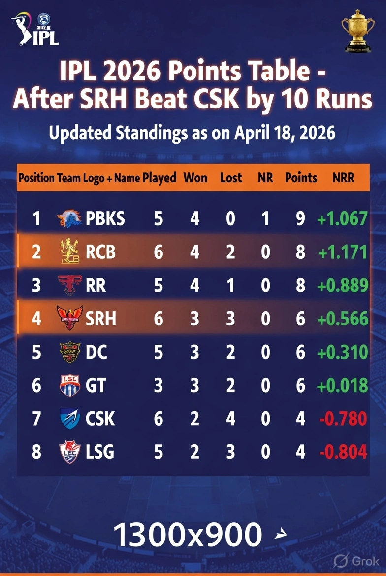 IPL 2026 Points Table