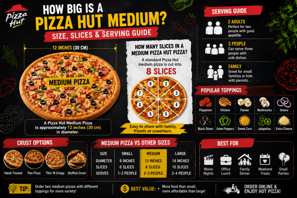 how big is a pizza hut medium